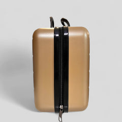 Golden 3-Piece Travel Vanity Box Set – Unbreakable Fiber Beauty & Makeup Case