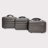 Grey 3-Piece Travel Vanity Box Set – Unbreakable Fiber Beauty & Makeup Case"