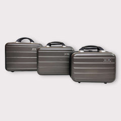 Grey 3-Piece Travel Vanity Box Set – Unbreakable Fiber Beauty & Makeup Case"