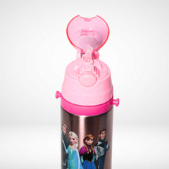 WATER BOTTLE FLASK PINK ELSA AND ANNA