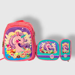 Unicorn 3 Piece Bag Set For Grade 1 & 2