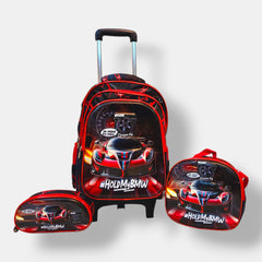 Car School Trolley School Bag Set For Grade (1 to 3) Detachable