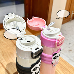 Cute Panda Double Sipper Insulated Water Bottle