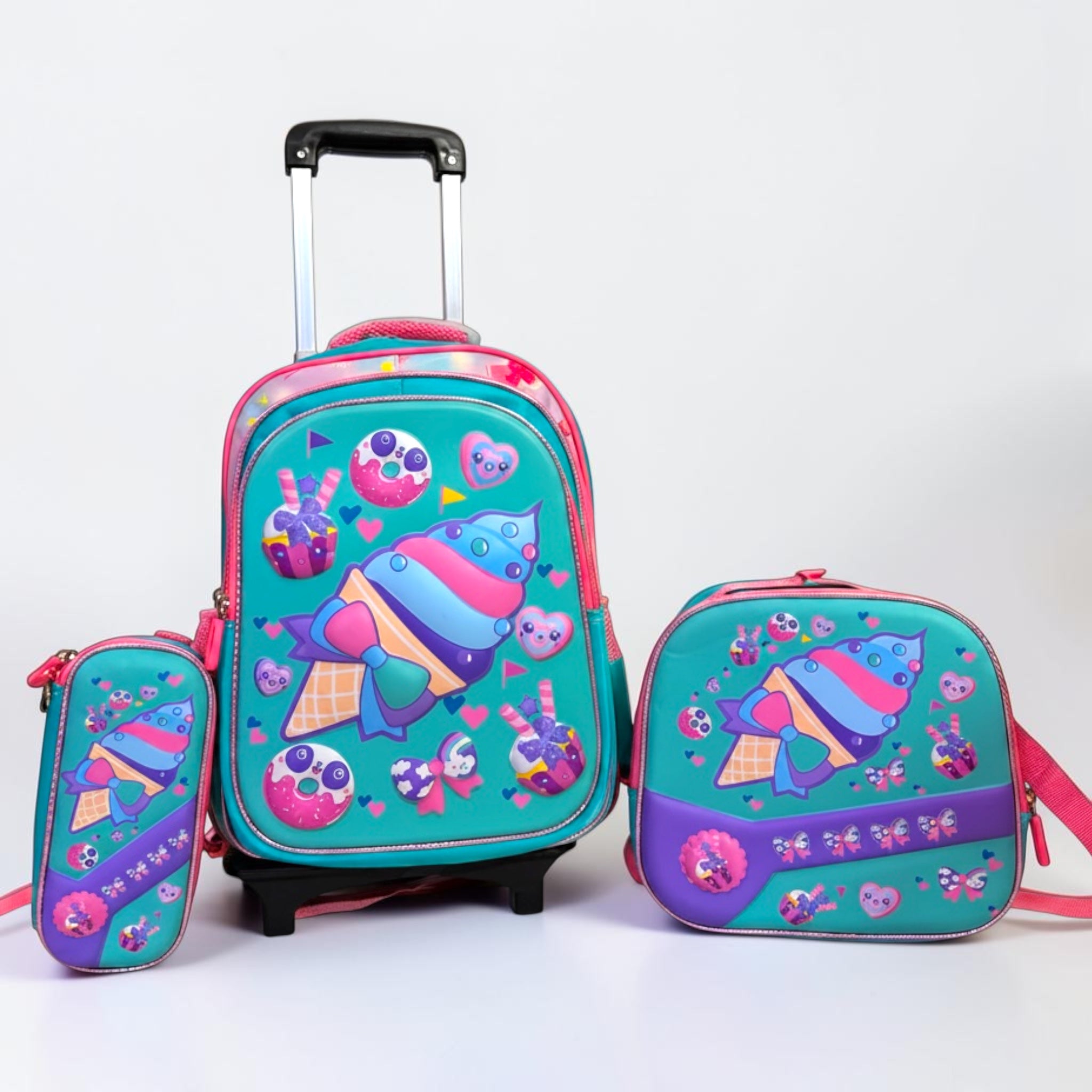Ice cream School Trolley Bag Set For Grade 1 to 3