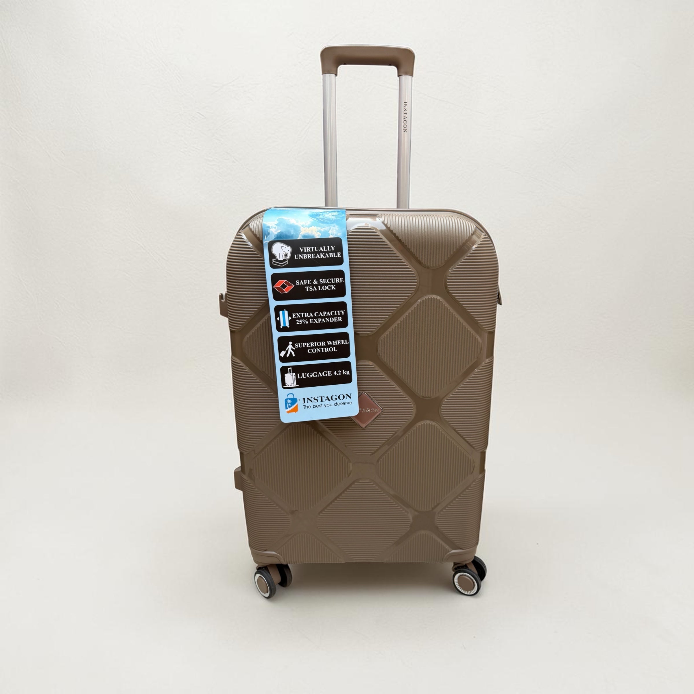 Instagon Luggage Suitcase Brown