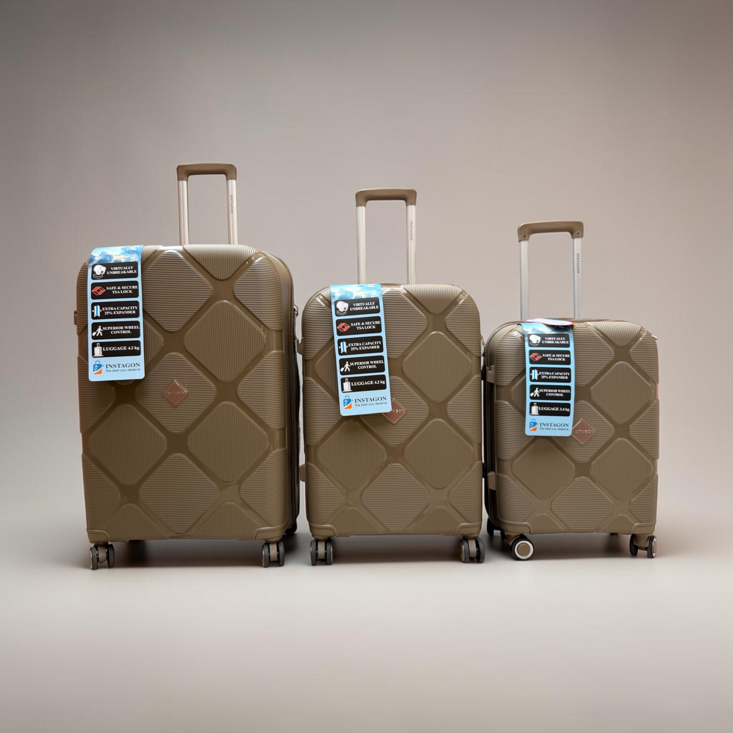 Instagon Luggage Suitcase Brown
