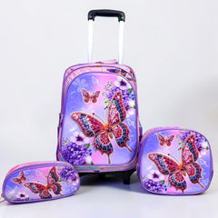 Butterfly School Trolley School Bag Set For Grade (1 to 3) Detachable
