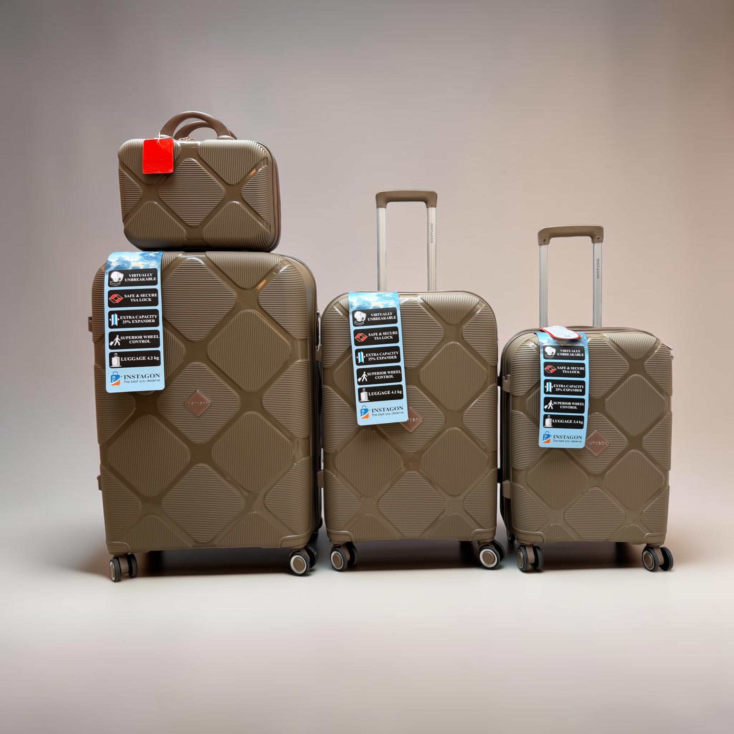 Instagon Luggage Suitcase Brown
