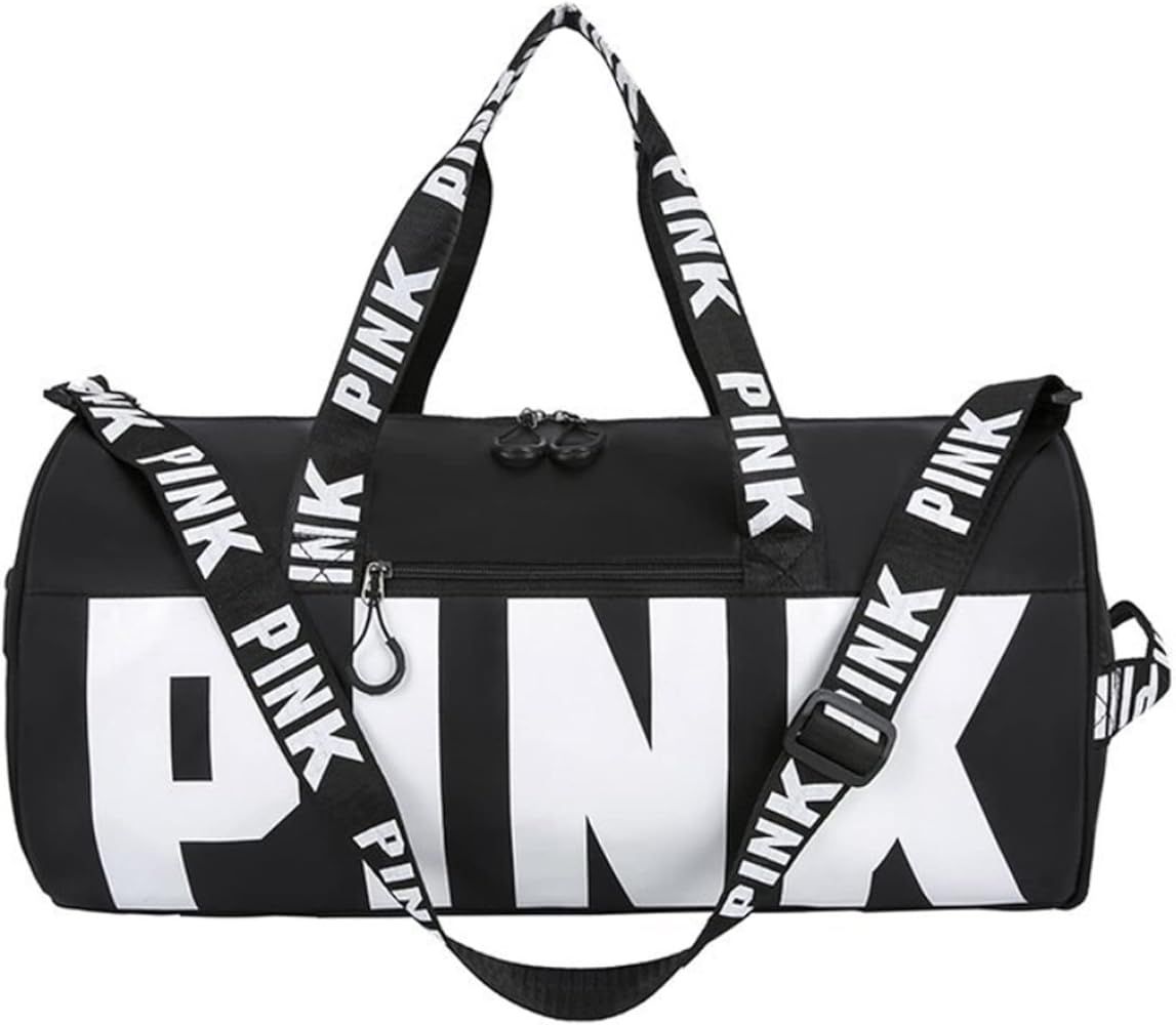 Pink Gym Bag Cute Duffle Bag Travel Tote Bag  for Swim Sports Gym Travel Bag