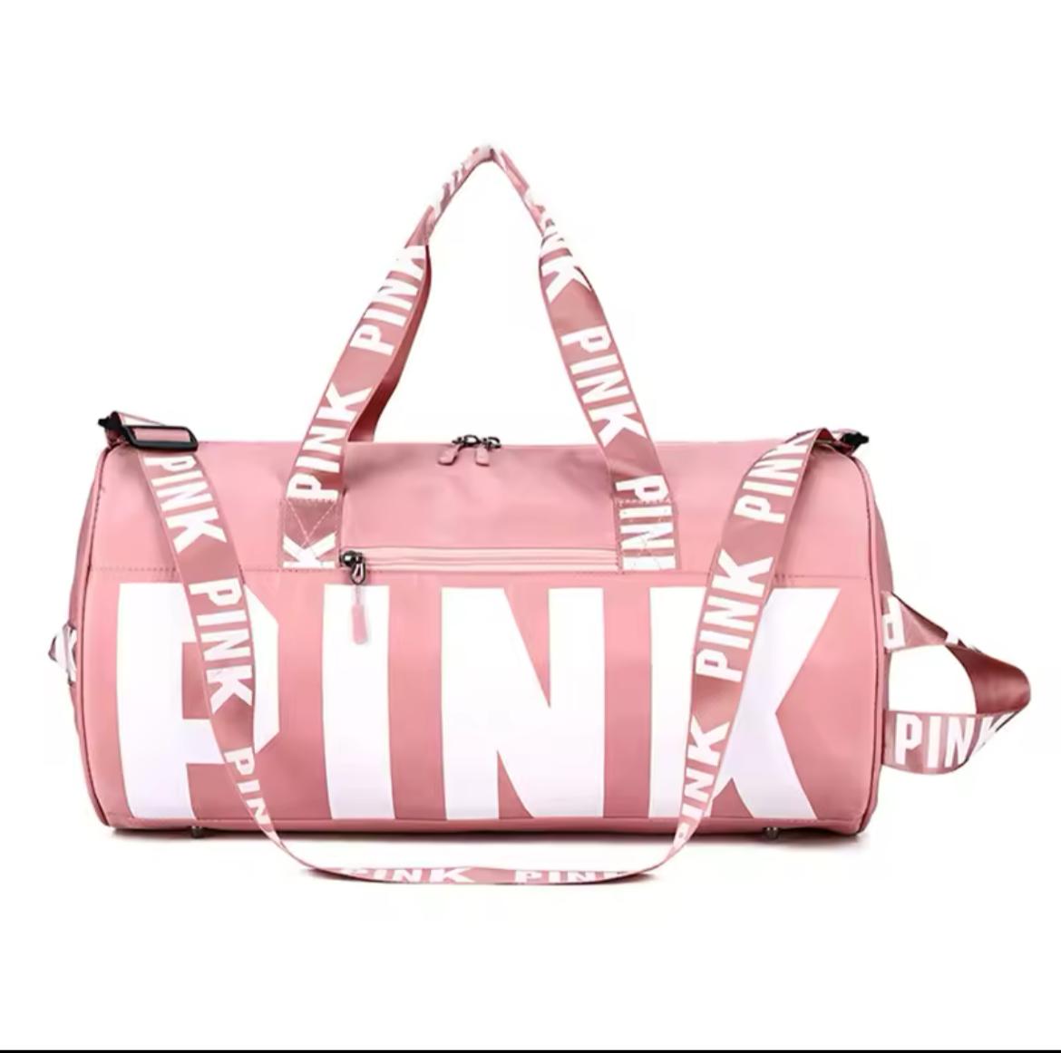 Pink Gym Bag Cute Duffle Bag Travel Tote Bag  for Swim Sports Gym Travel Bag