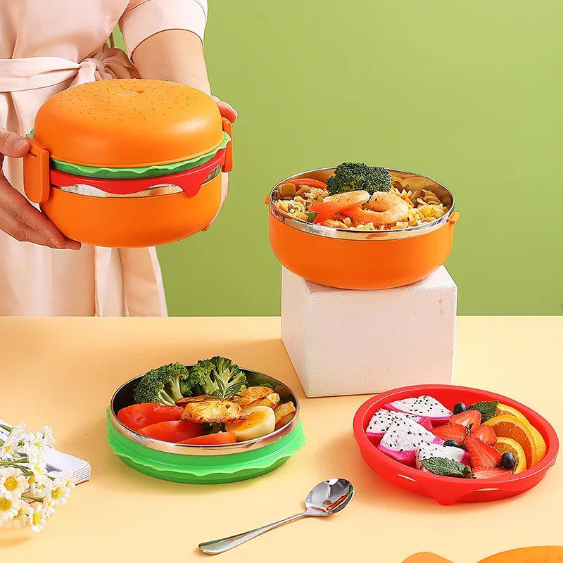 Burger stainless steel lunch box