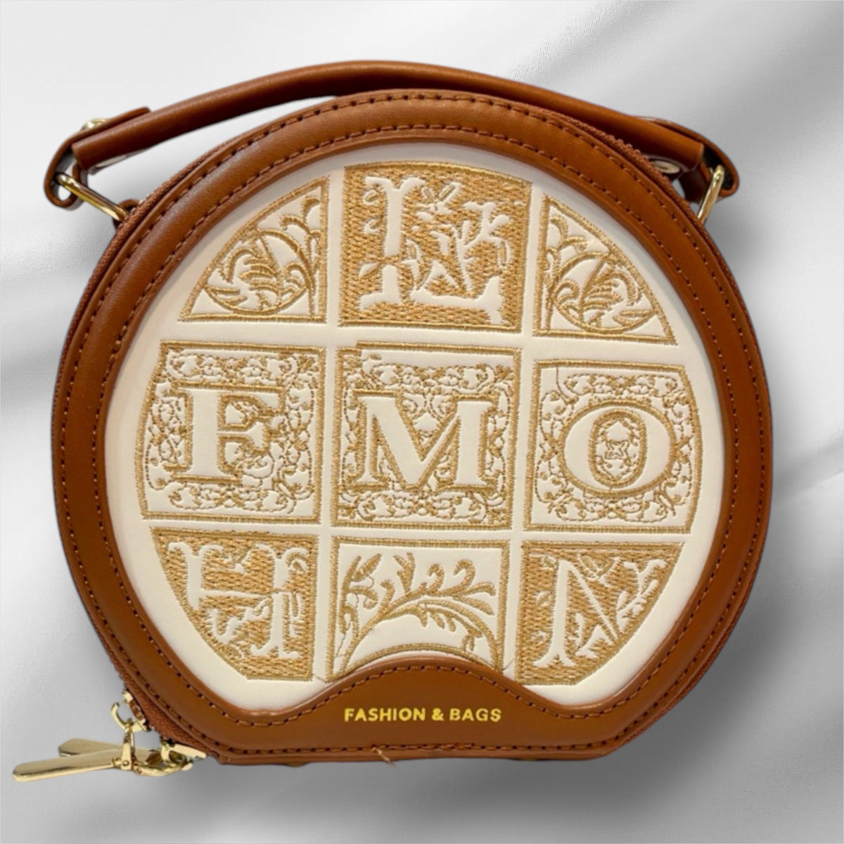 White Brown Hand Bag D-34