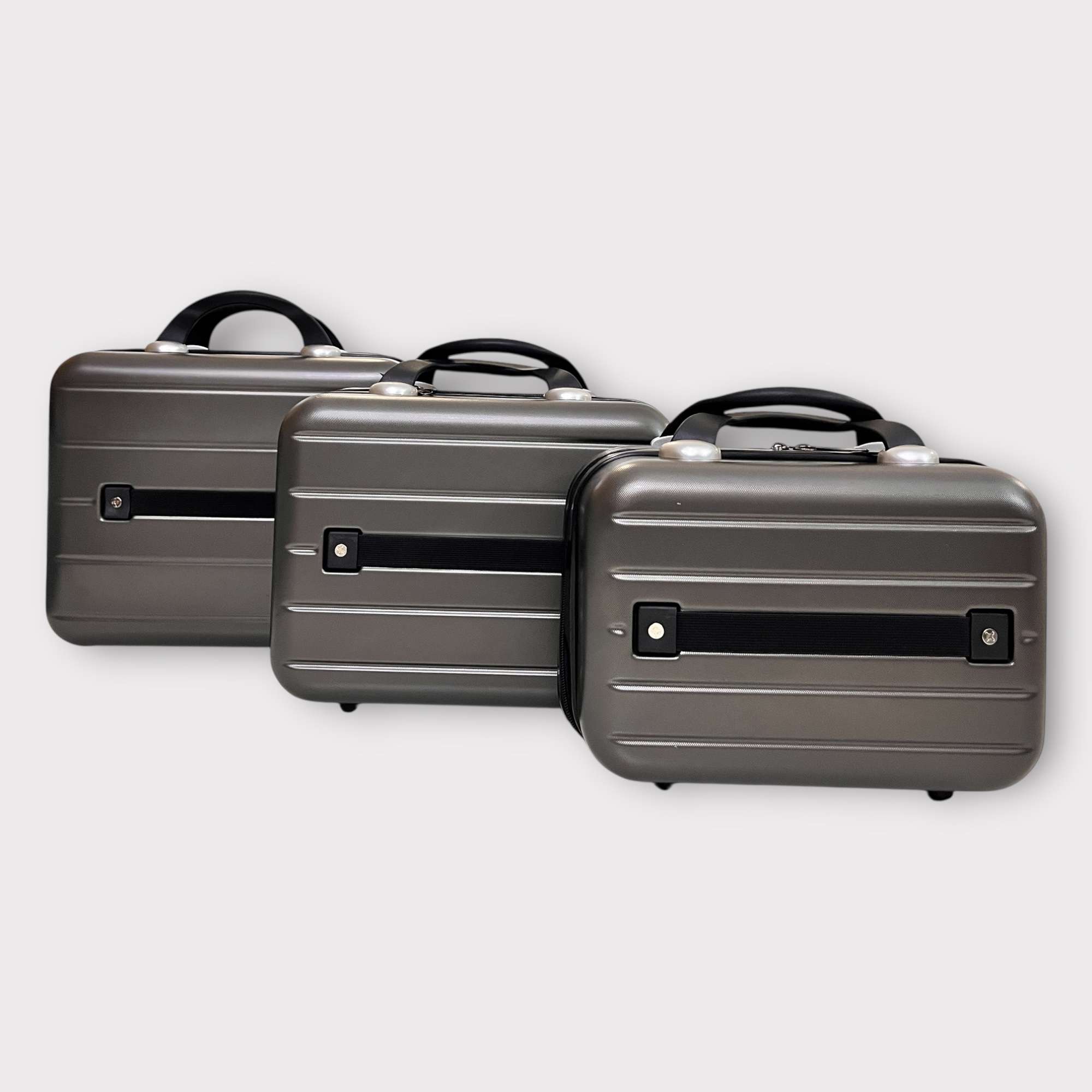 Grey 3-Piece Travel Vanity Box Set – Unbreakable Fiber Beauty & Makeup Case"