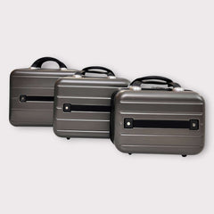 Grey 3-Piece Travel Vanity Box Set – Unbreakable Fiber Beauty & Makeup Case"
