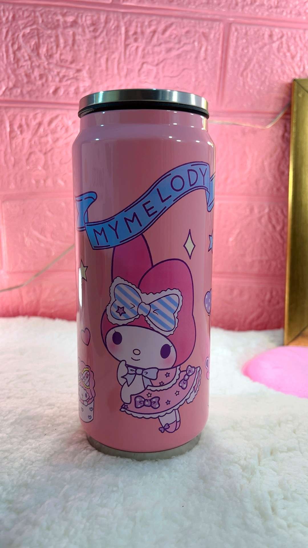 350ml Stainless Steel Cane Style Water Bottle – Insulated Hot & Cold Flask