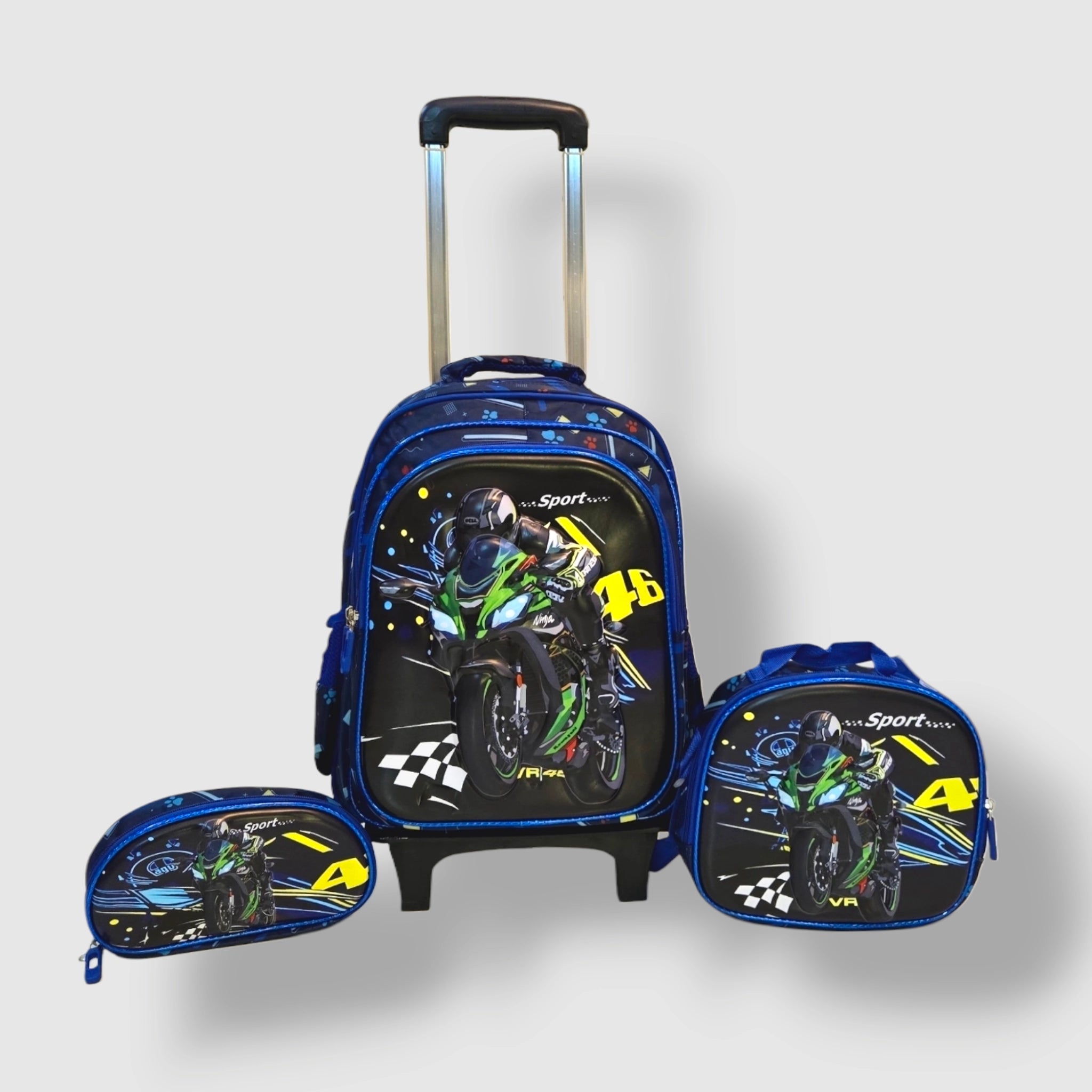 MotorBike School Trolley School Bag Set For Grade (1 to 3) Detachable