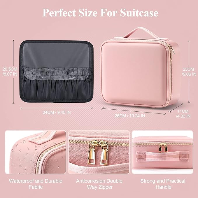 LED Lighted Travel Makeup Bag, Cosmetic Bag Portable