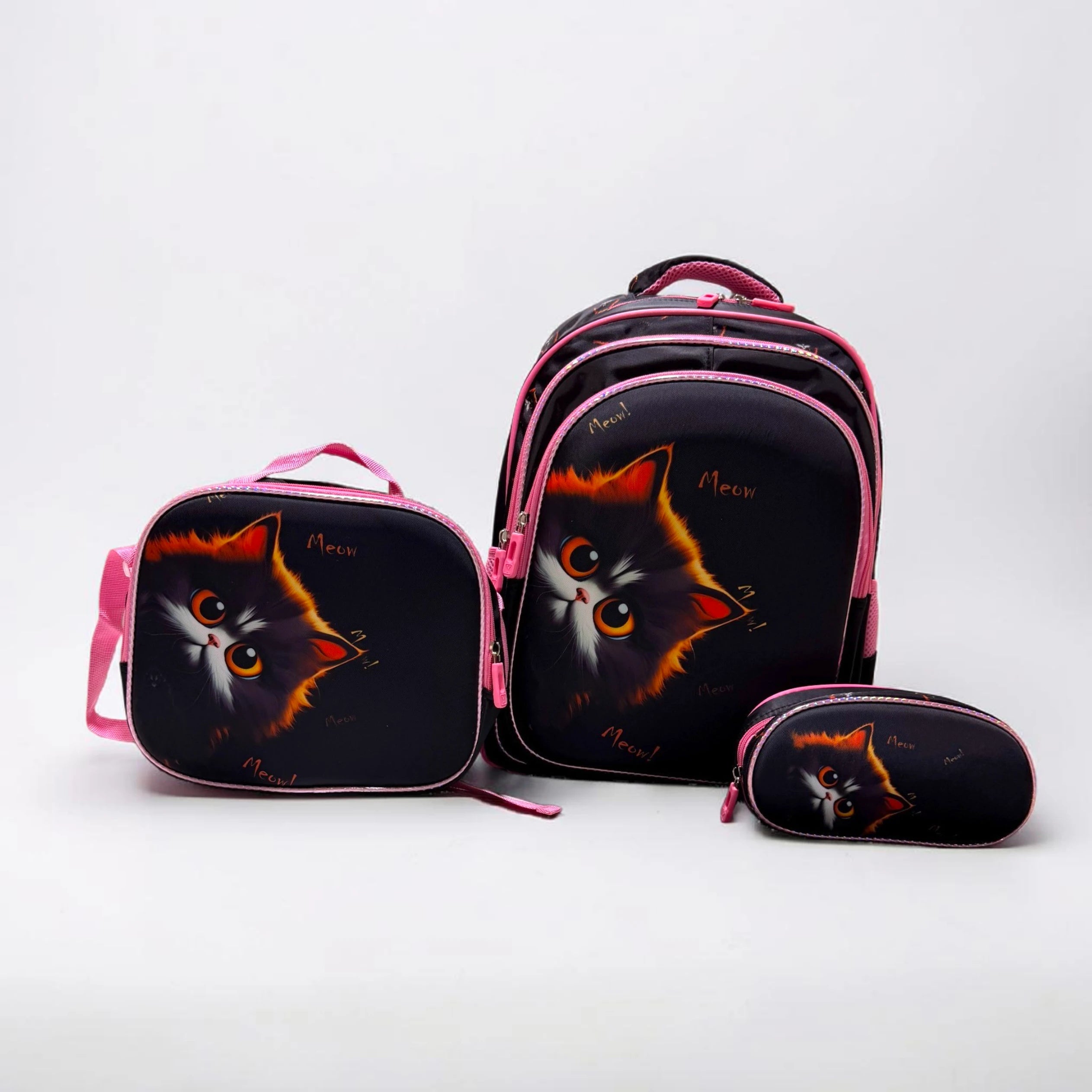 Black Cat School Bag Set for Grade 1 to 3
