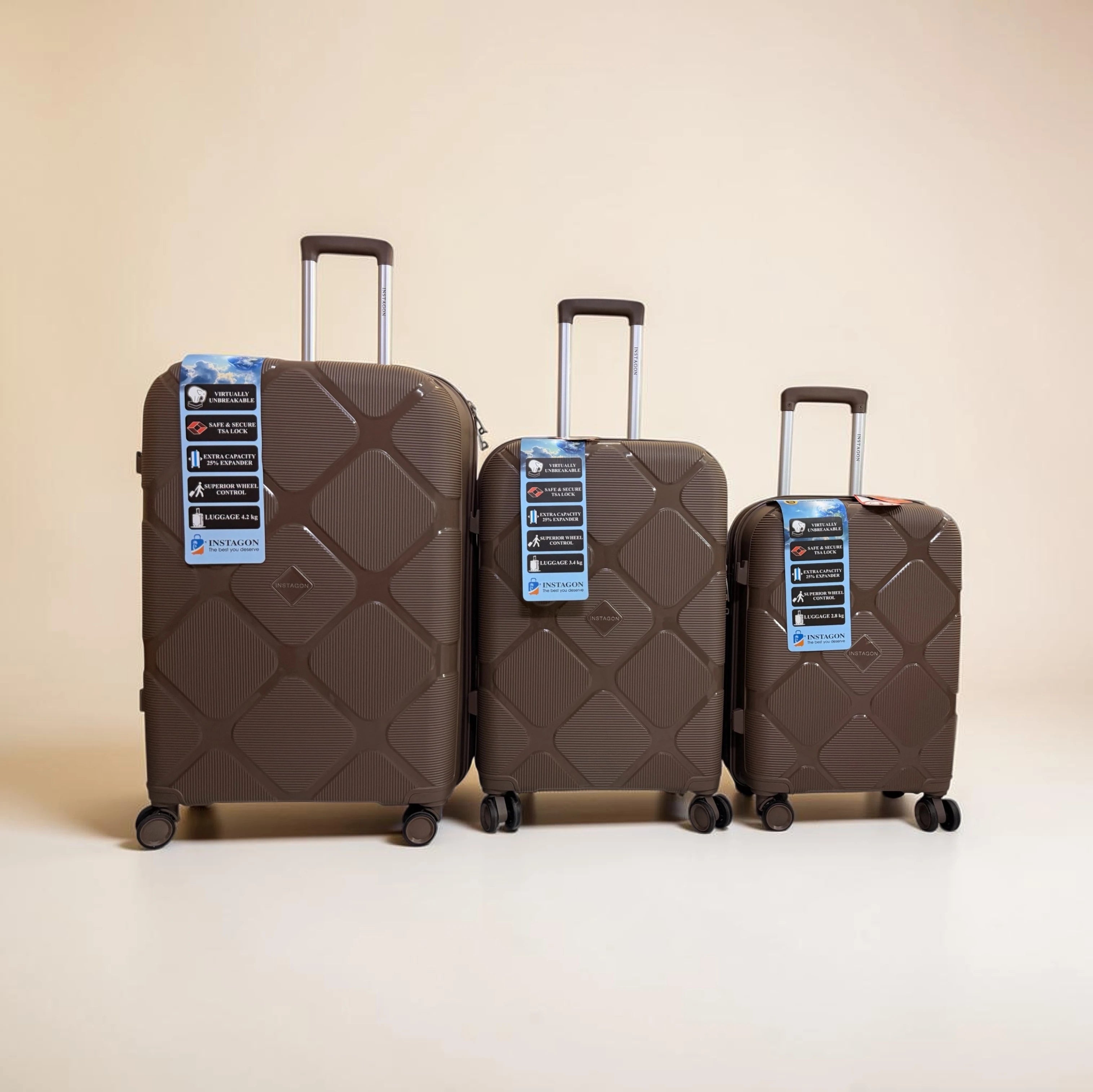 Instagon Luggage Suitcase Brown