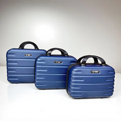 Blue 3-Piece Travel Vanity Box Set – Unbreakable Fibre Beauty & Makeup Case