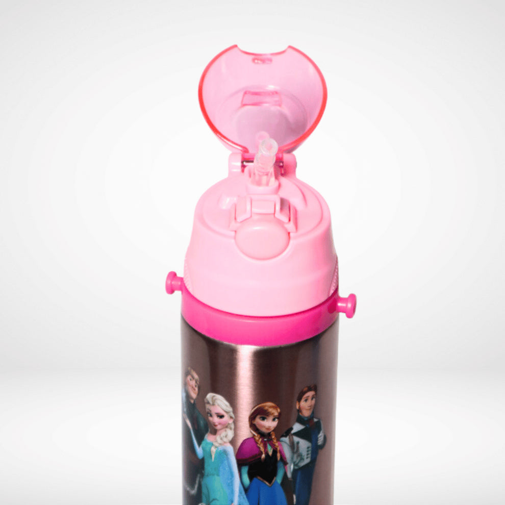WATER BOTTLE FLASK PINK ELSA AND ANNA