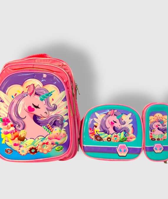 Unicorn 3 Piece Bag Set For Grade 1 & 2
