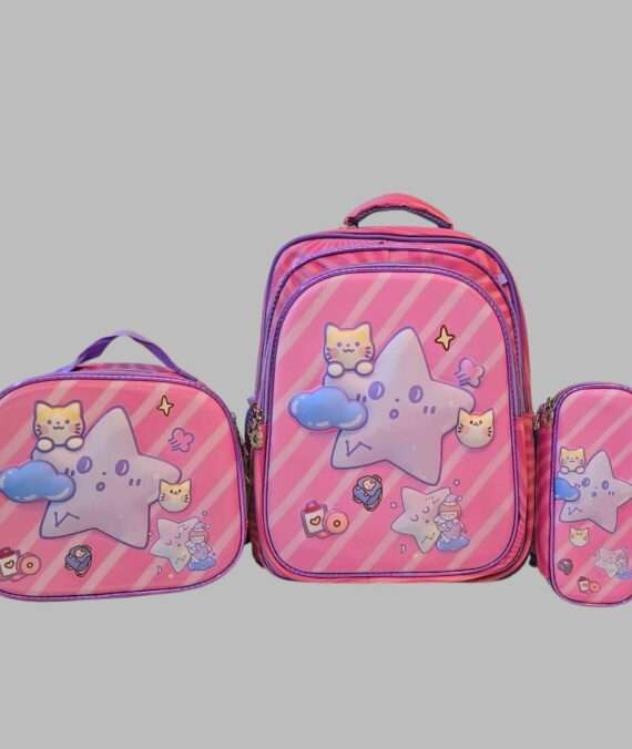 Star Pink 3-Piece School Bag Set for Grade 1 and 2