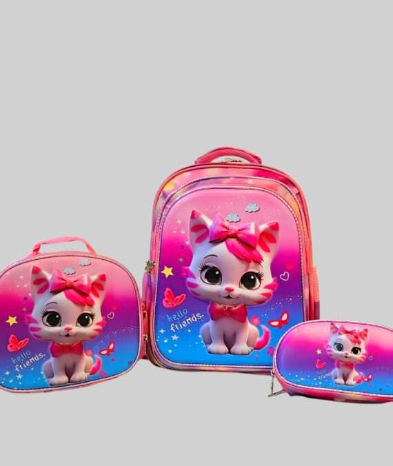 Cat-Themed 16-Inch School Bag Set