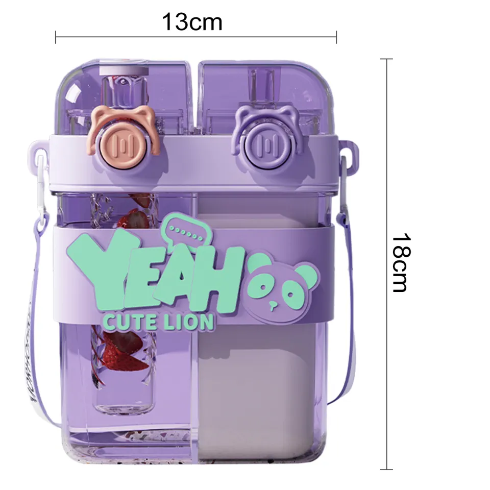 Hydro Duo – Double Chamber Water Bottle with Straw & Sport Lid, Leakproof